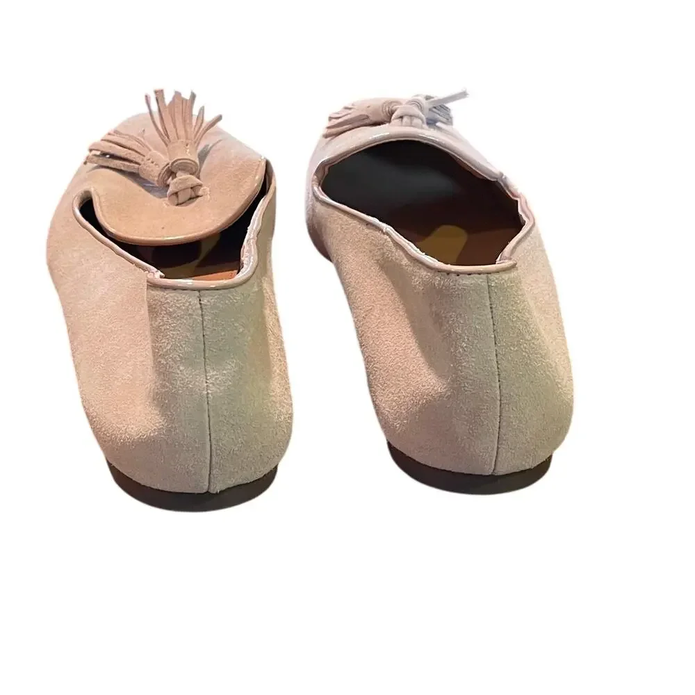 J.Crew Factory Cora Suede Tassel Loafers, Beige/Pink, Classic, Minimalist. Sz 7